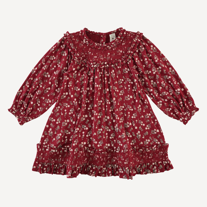 long sleeve winnie baby doll dress | garden tiny chamomile | bamboo