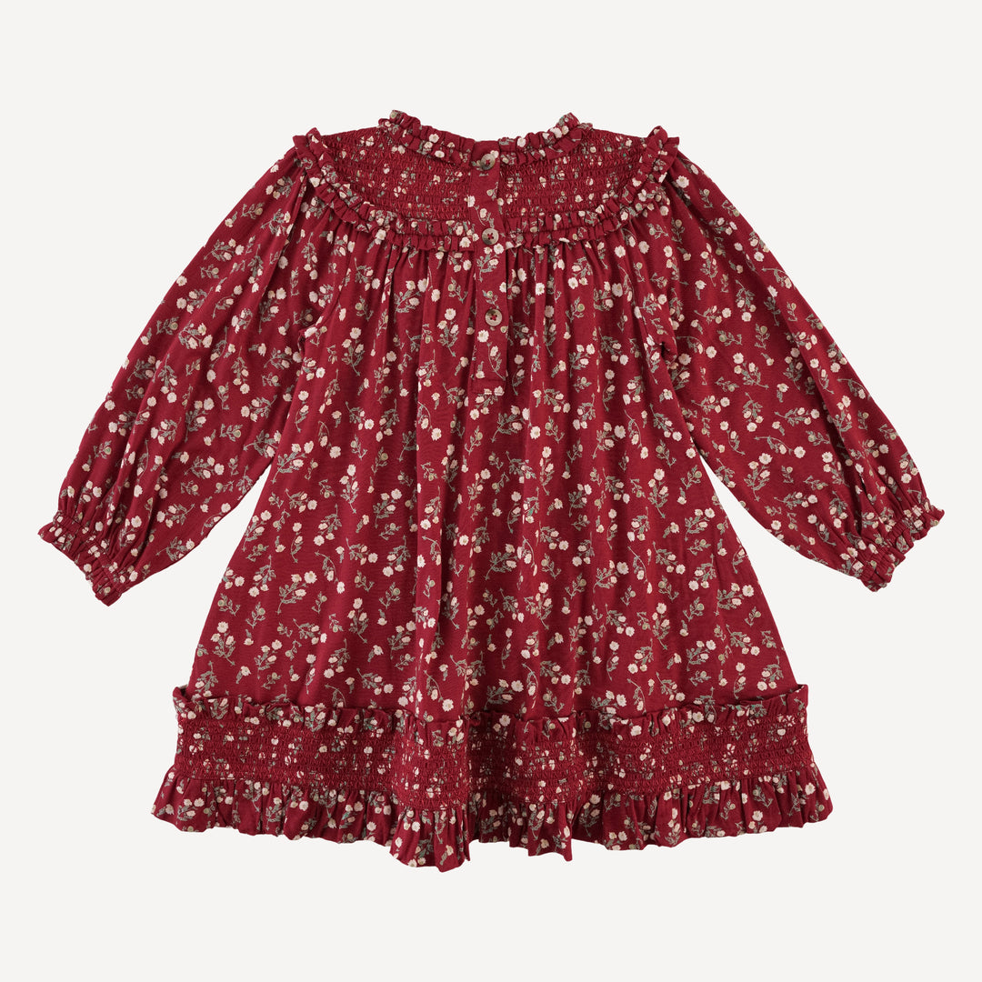 long sleeve winnie baby doll dress | garden tiny chamomile | bamboo