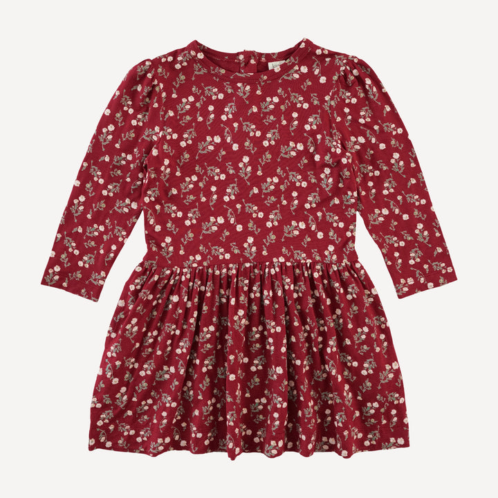 long puff sleeve drop waist dress | garden tiny chamomile | bamboo