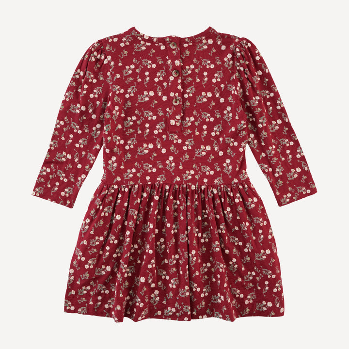 long puff sleeve drop waist dress | garden tiny chamomile | bamboo