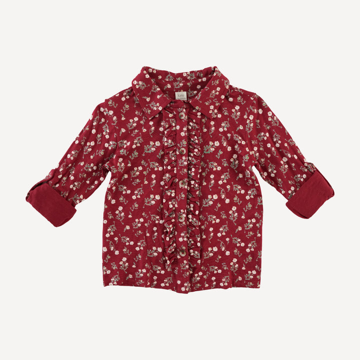 long sleeve rolled tuxedo shirt | garden tiny chamomile | bamboo