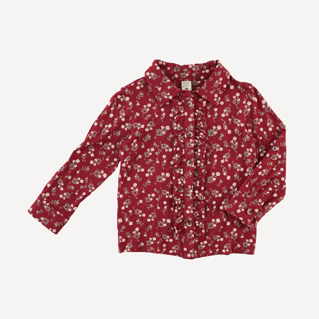 long sleeve rolled tuxedo shirt | garden tiny chamomile | bamboo