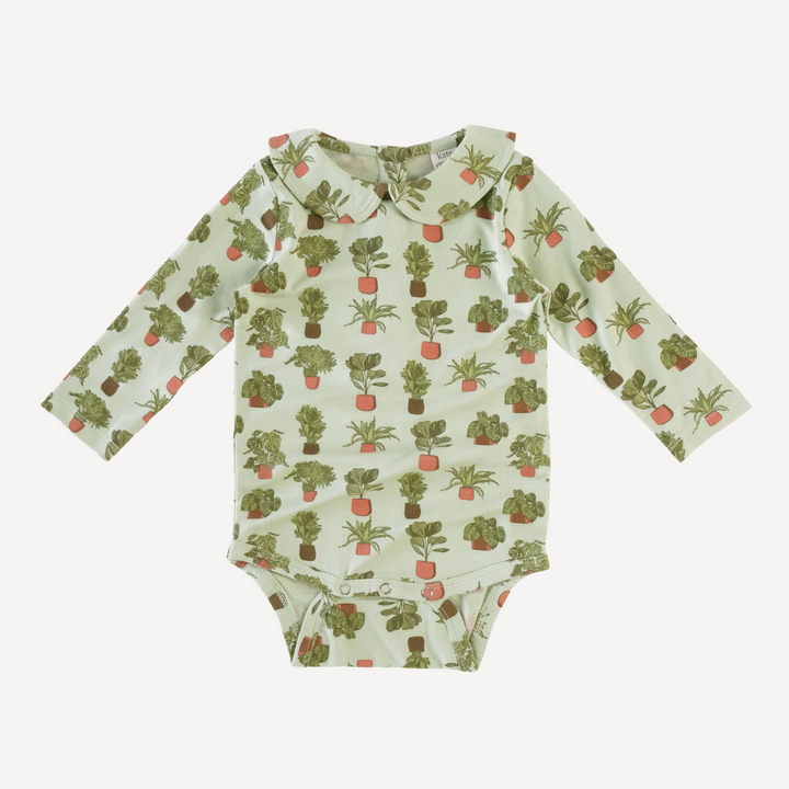 long sleeve classic peter pan bodysuit | houseplants | lenzing modal
