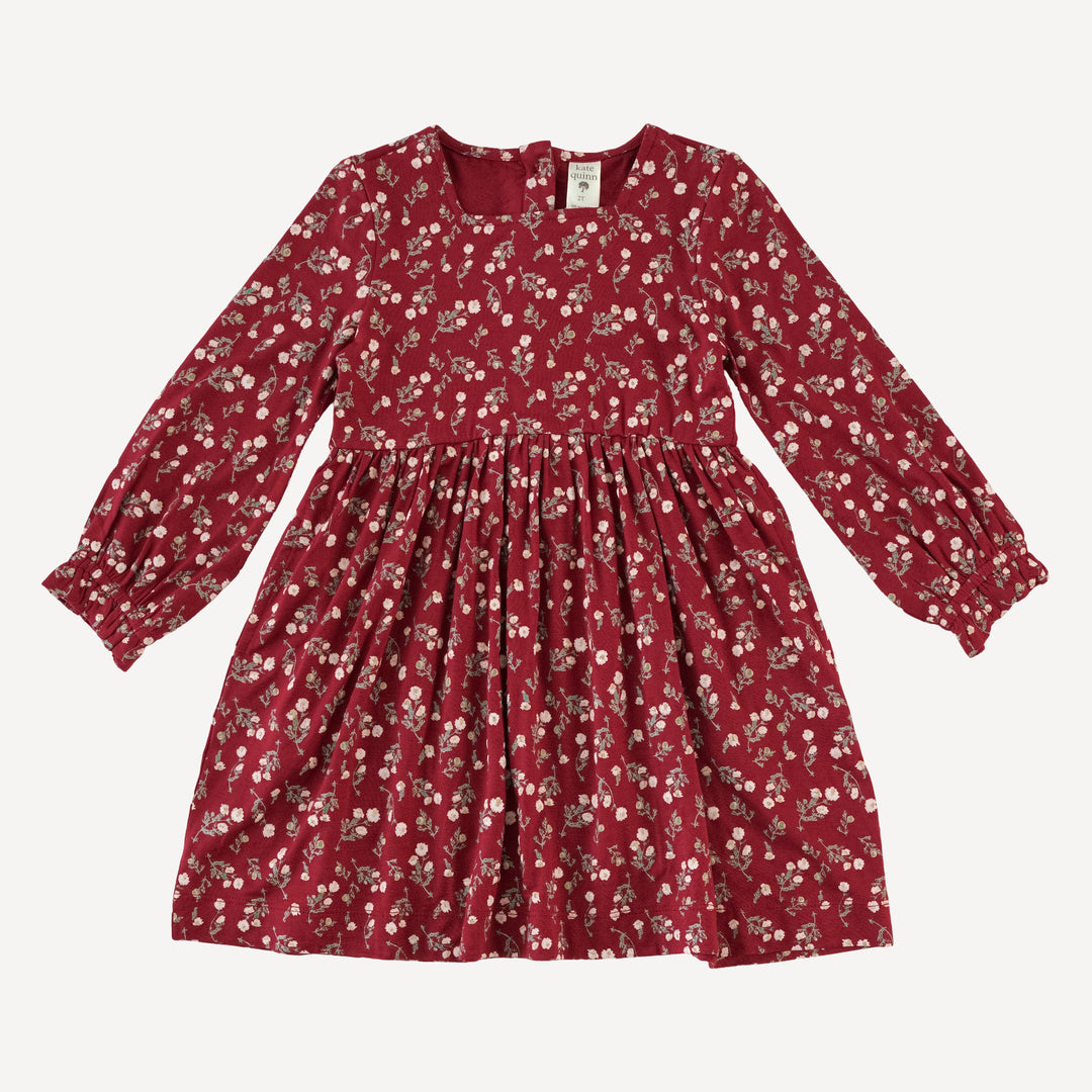 long sleeve square neck dress + cuffed legging set | garden tiny chamomile | bamboo