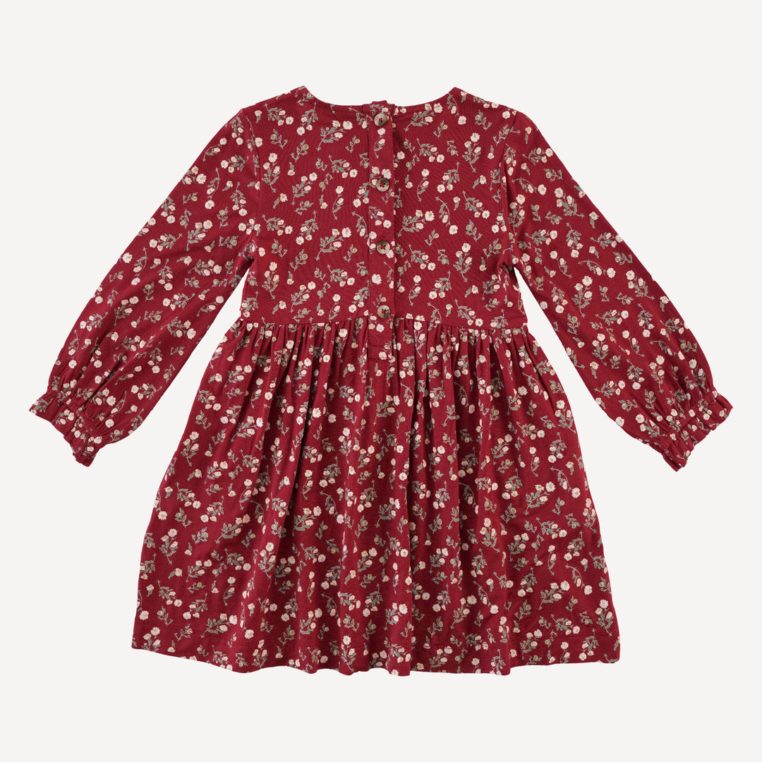 long sleeve square neck dress + cuffed legging set | garden tiny chamomile | bamboo