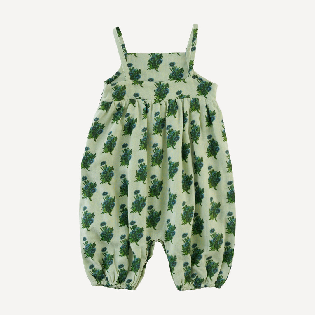 skinny strap jumpsuit | blue tiny calendula | organic cotton gauze