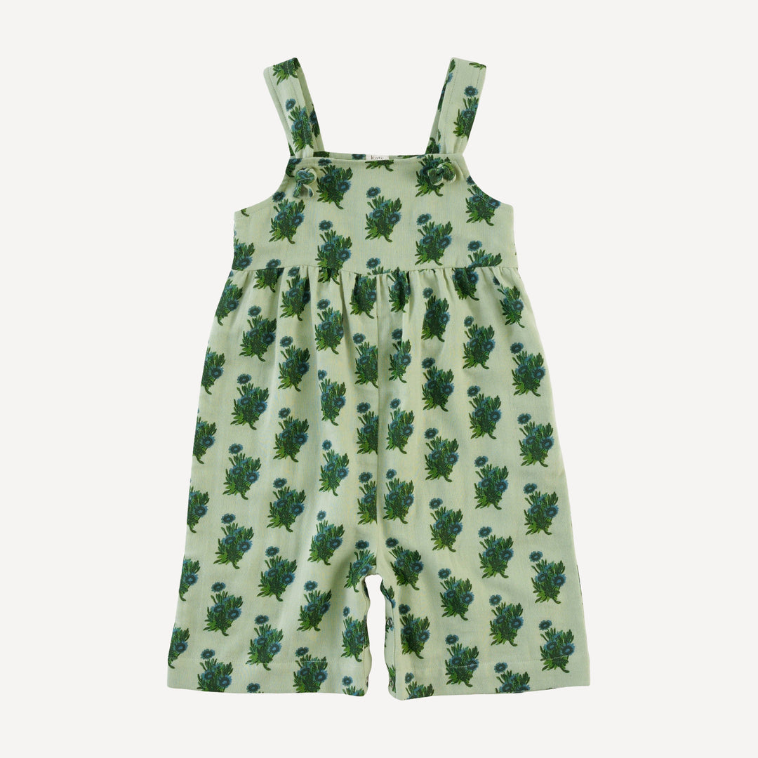 tie overall gaucho jumpsuit | blue tiny calendula | organic cotton gauze