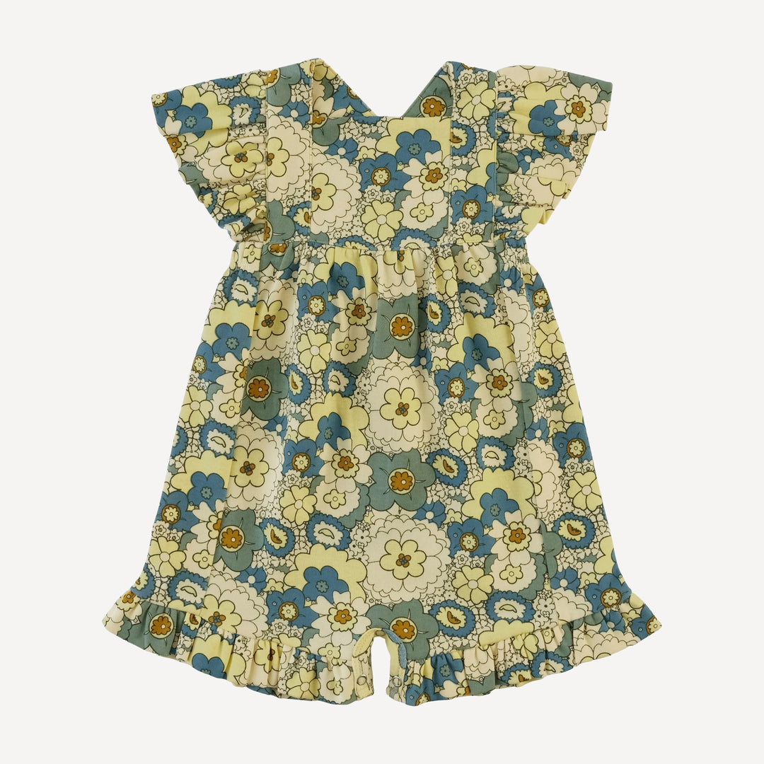 ruffle strap shortie | 60s floral | organic cotton interlock