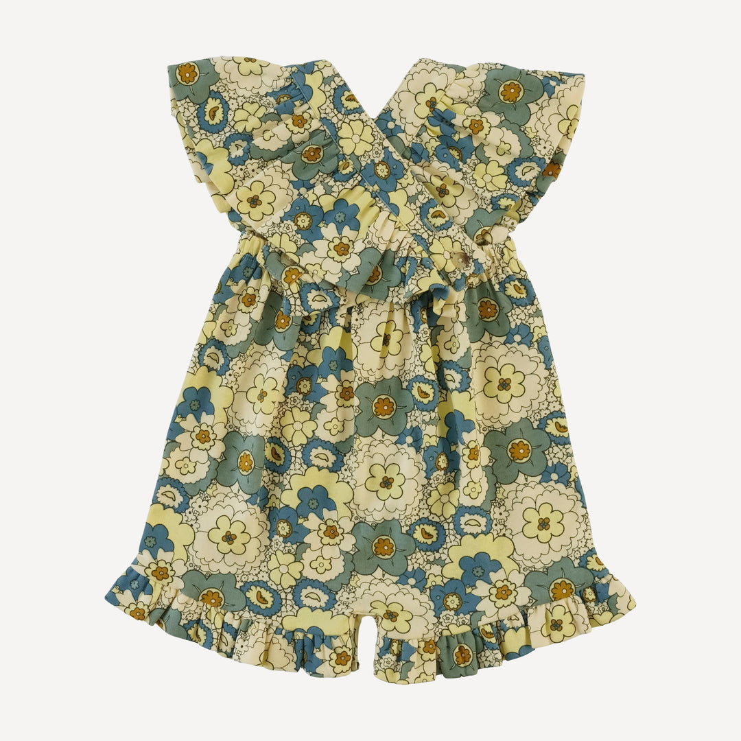 ruffle strap shortie | 60s floral | organic cotton interlock