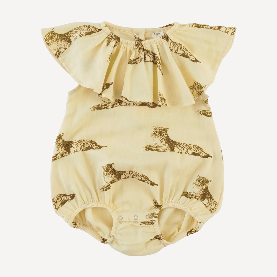 sleeveless ruffle bubble | classic tiger | organic cotton gauze