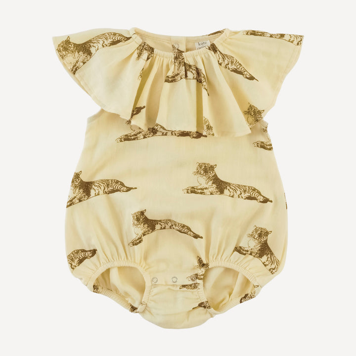 sleeveless ruffle bubble | classic tiger | organic cotton gauze