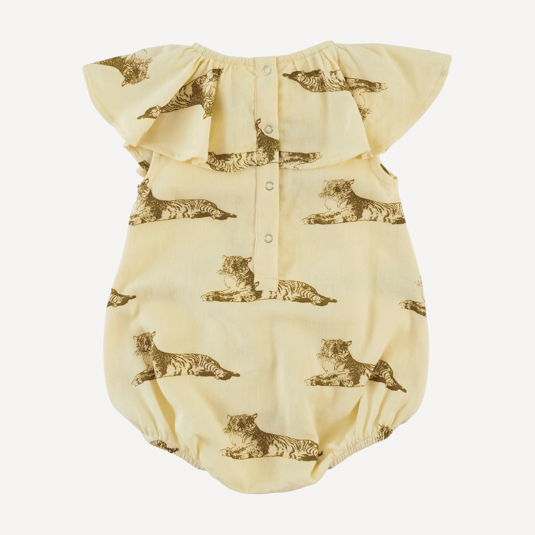 sleeveless ruffle bubble | classic tiger | organic cotton gauze