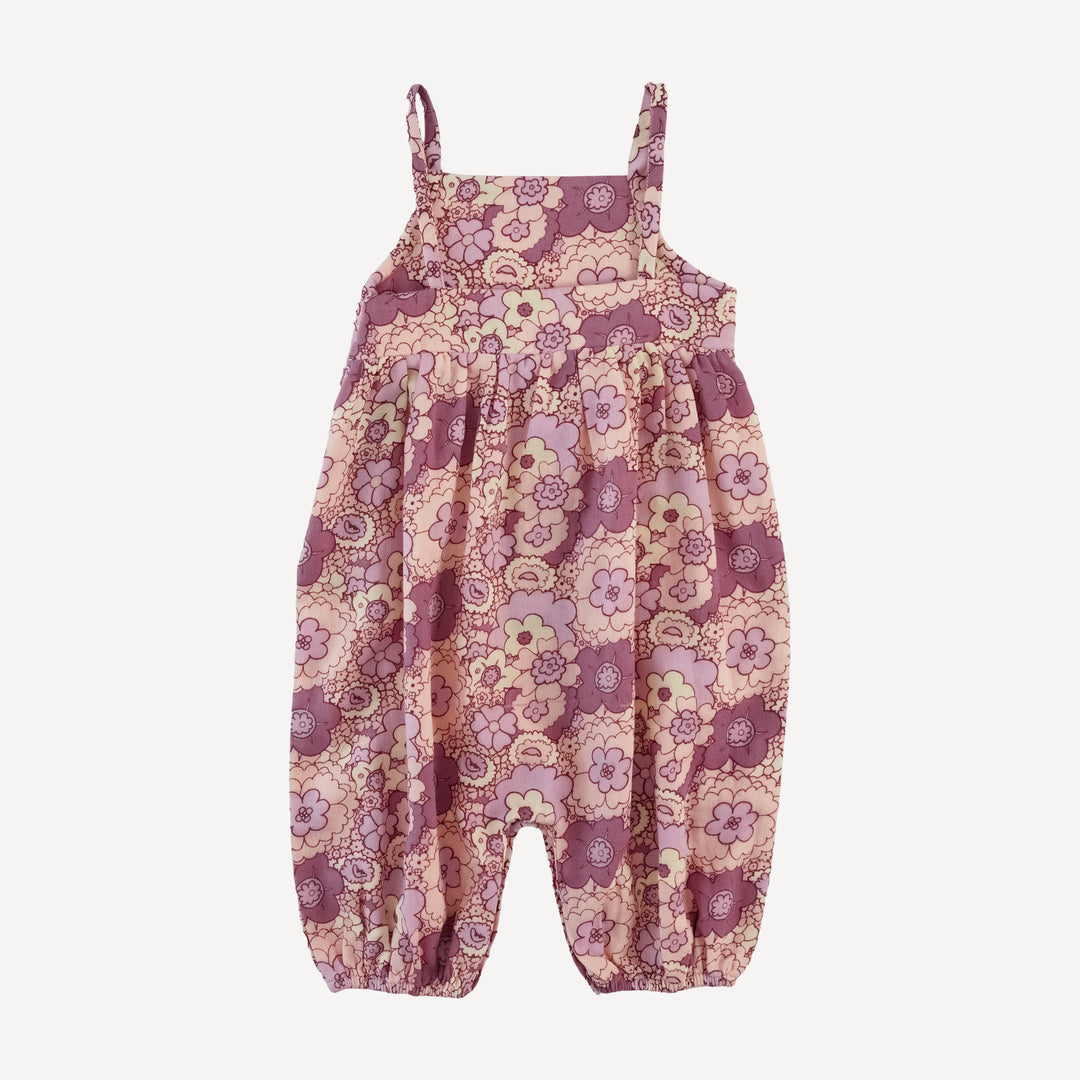 skinny strap jumpsuit | mauve 60s floral | organic cotton gauze