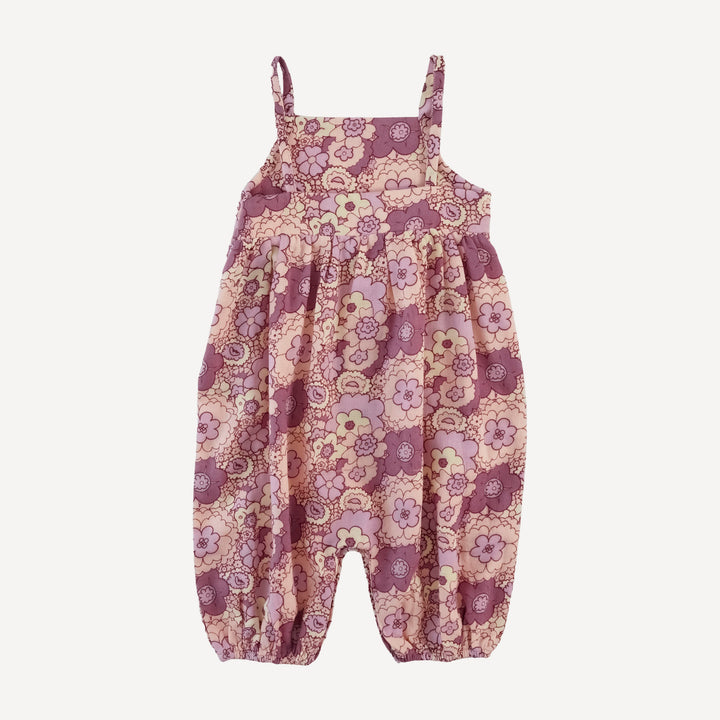 skinny strap jumpsuit | mauve 60s floral | organic cotton gauze