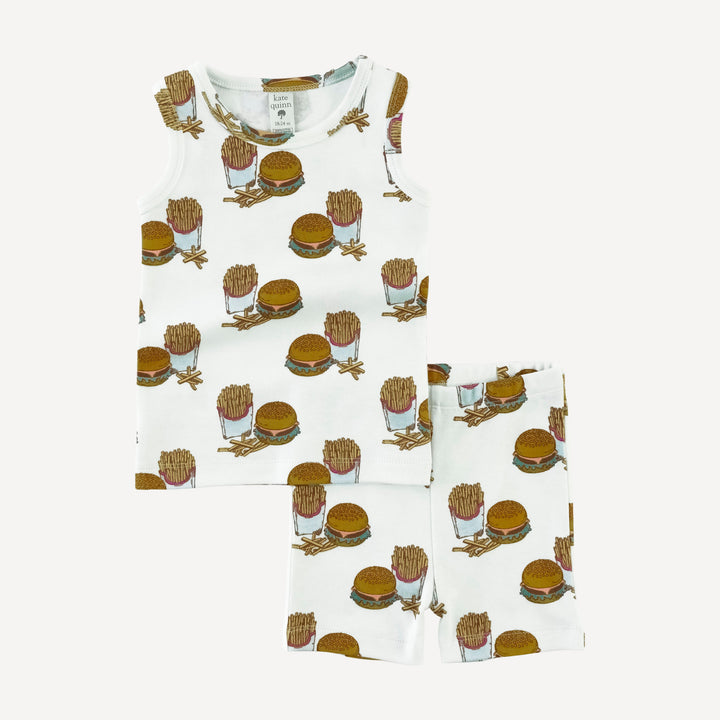 tank shortie pj set | burger & fries | organic cotton interlock