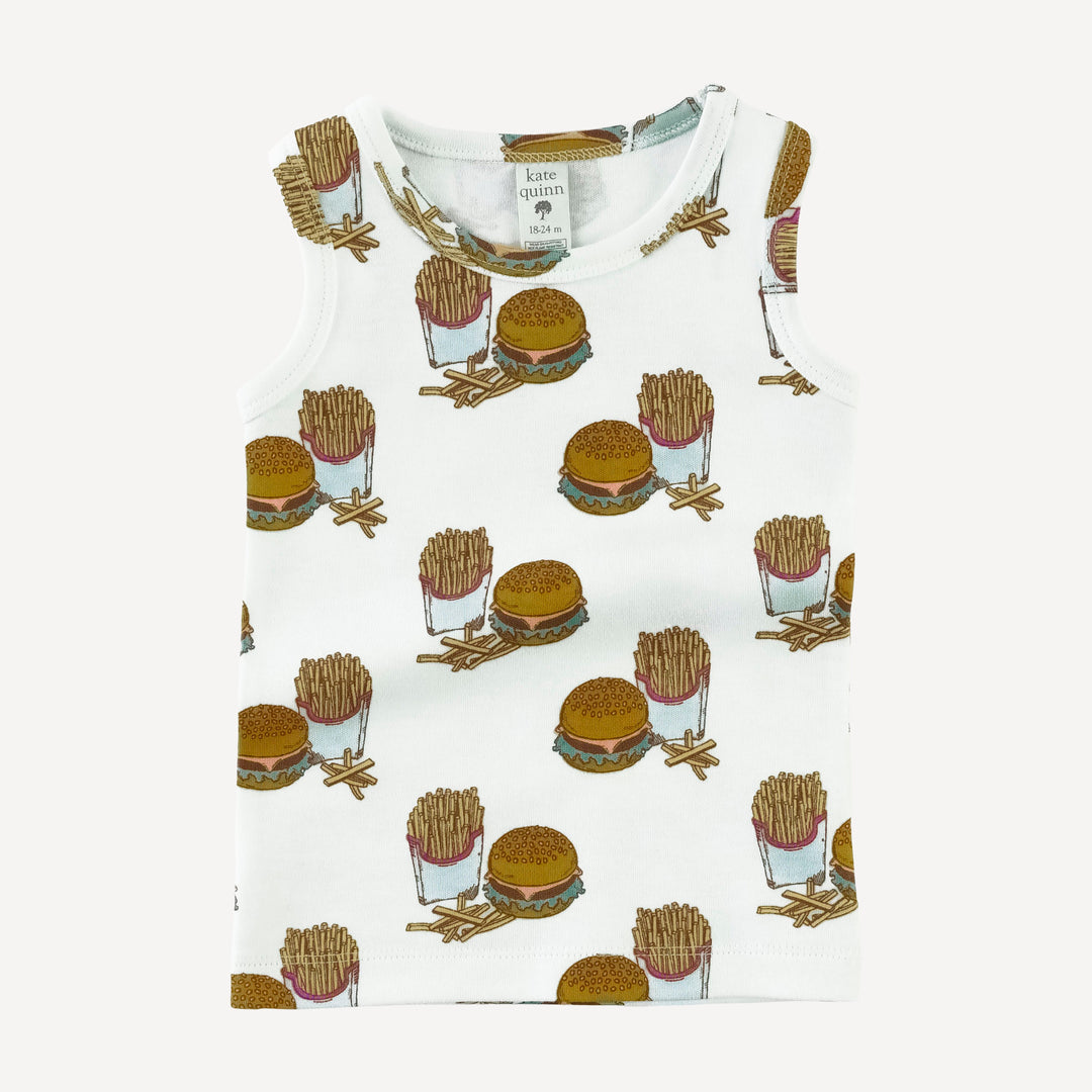 tank shortie pj set | burger & fries | organic cotton interlock