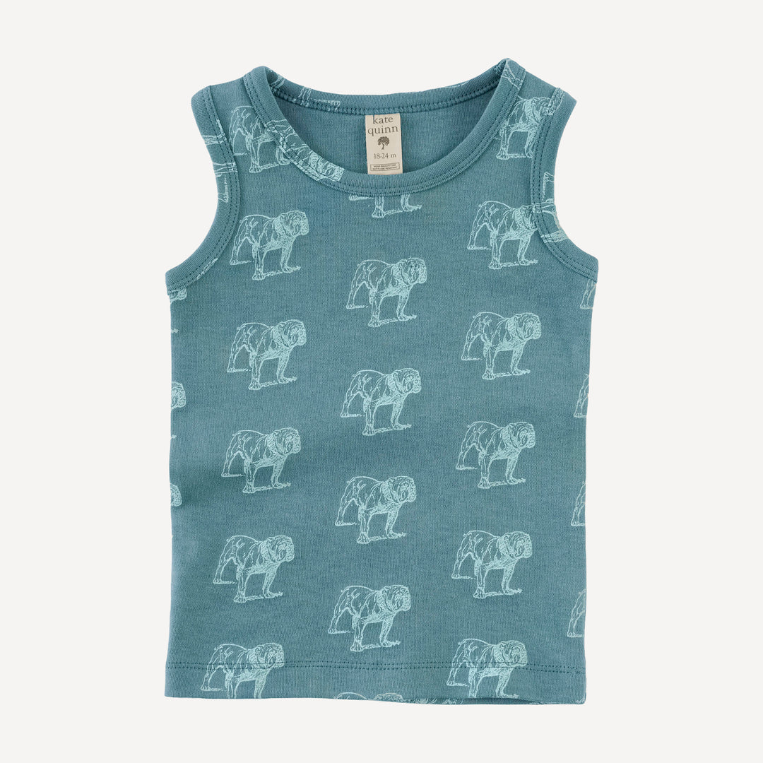 tank shortie pj set | blue bulldog | organic cotton interlock