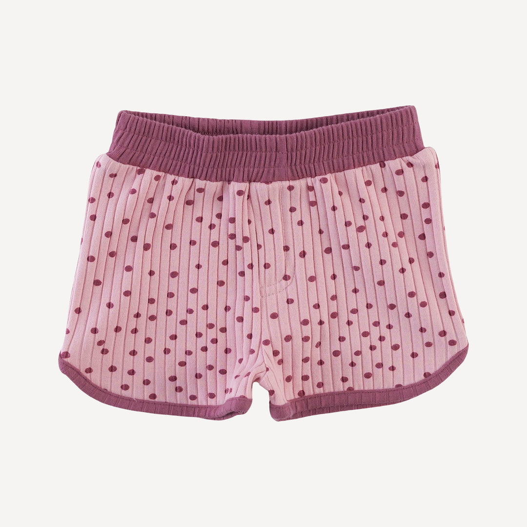 retro track short | mauve dot | organic cotton wide rib