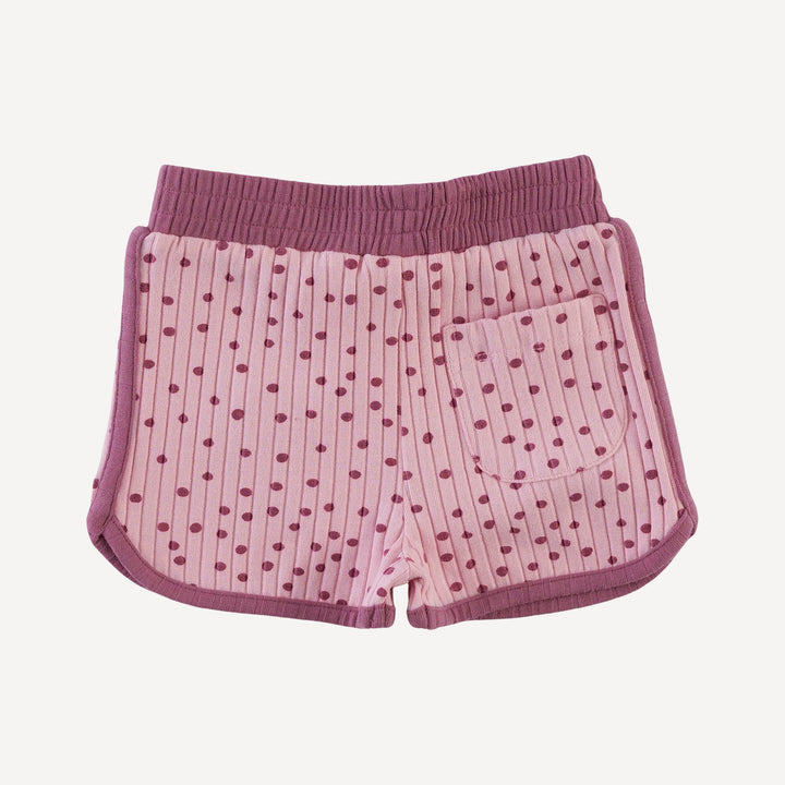 retro track short | mauve dot | organic cotton wide rib