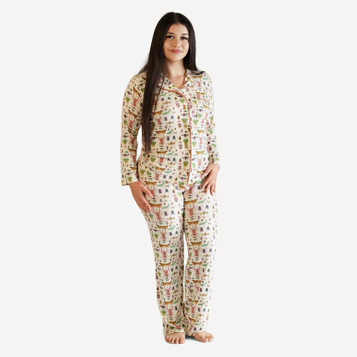 womens long sleeve pj set | insects | modal