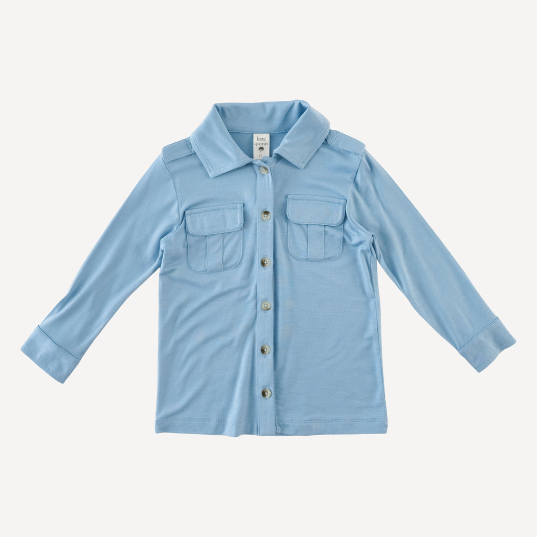 long sleeve military top | glacier blue | bamboo