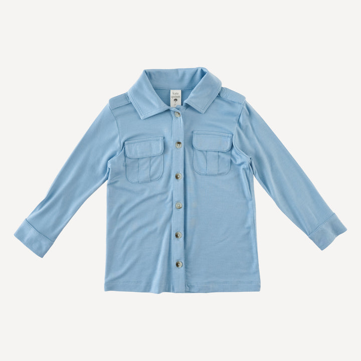 long sleeve military top | glacier blue | bamboo
