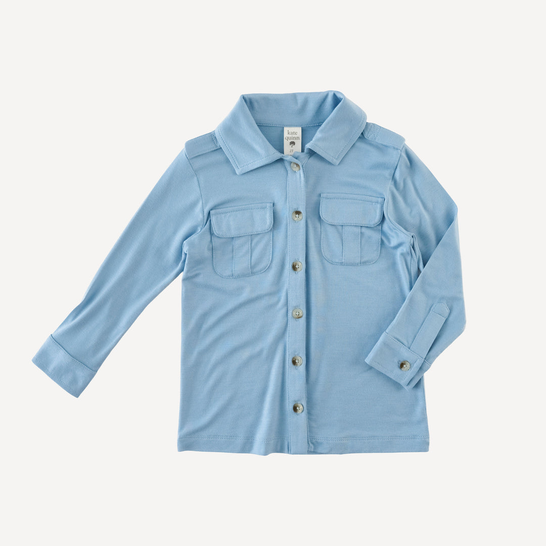 long sleeve military top | glacier blue | bamboo