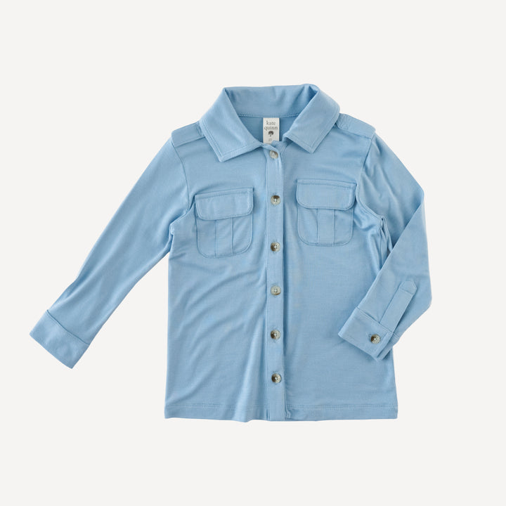 long sleeve military top | glacier blue | bamboo