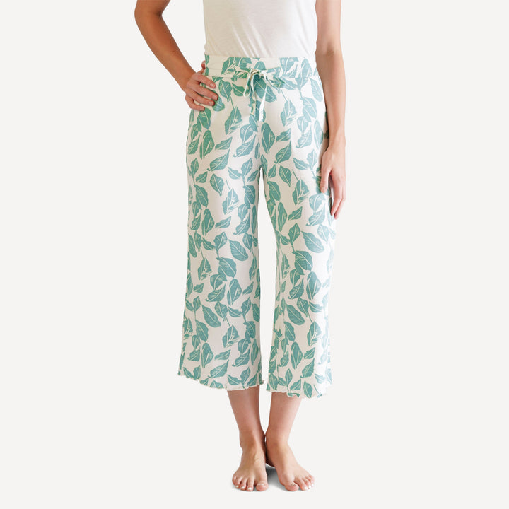 womens cropped pj pant | woods leaf | modal