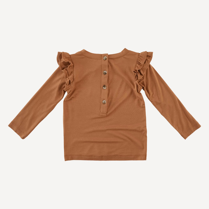 double ruffle shoulder top | toffee | bamboo