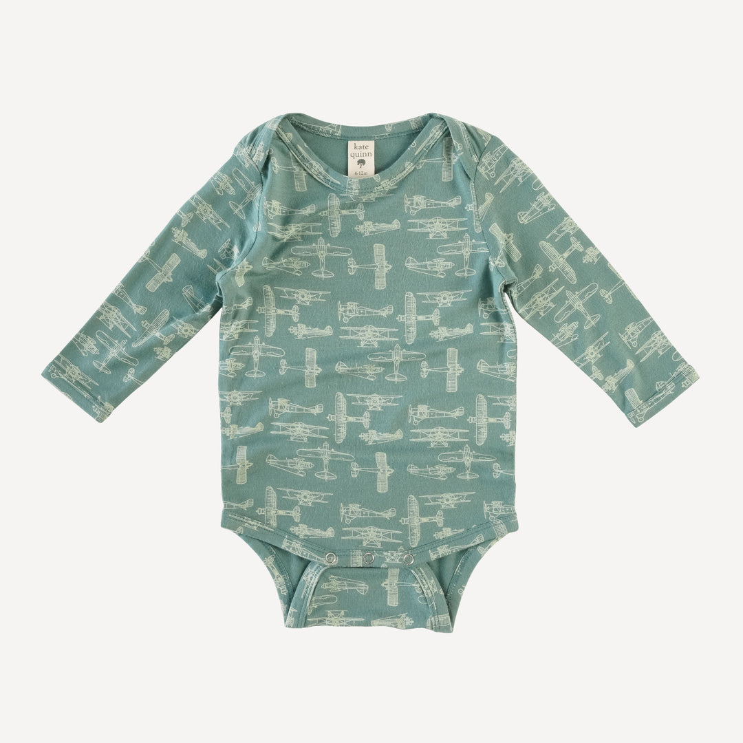 long sleeve lap neck bodysuit | sagebrush vintage airplane | lenzing modal
