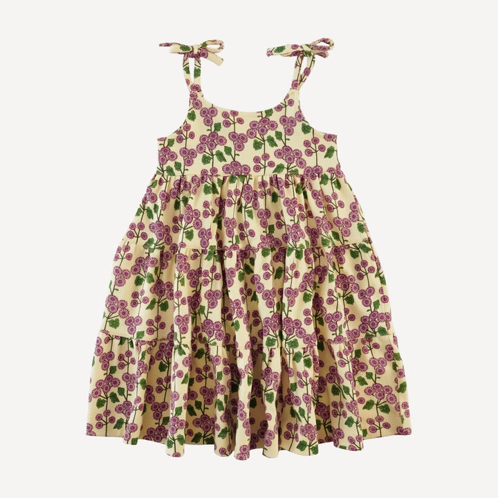 spaghetti tie prairie dress | mauve flower stripe | organic cotton interlock