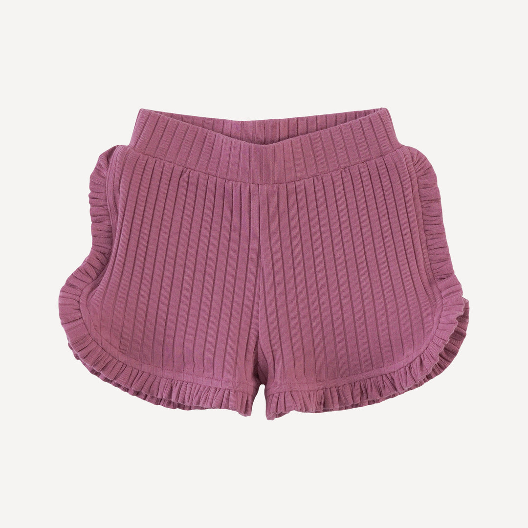 ruffle track short | fuchsia | organic cotton wide rib
