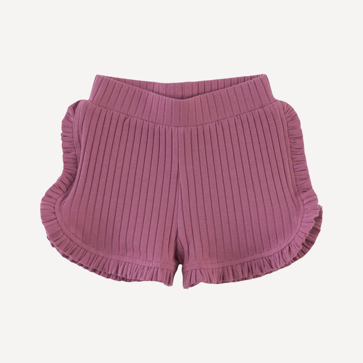 ruffle track short | fuchsia | organic cotton wide rib
