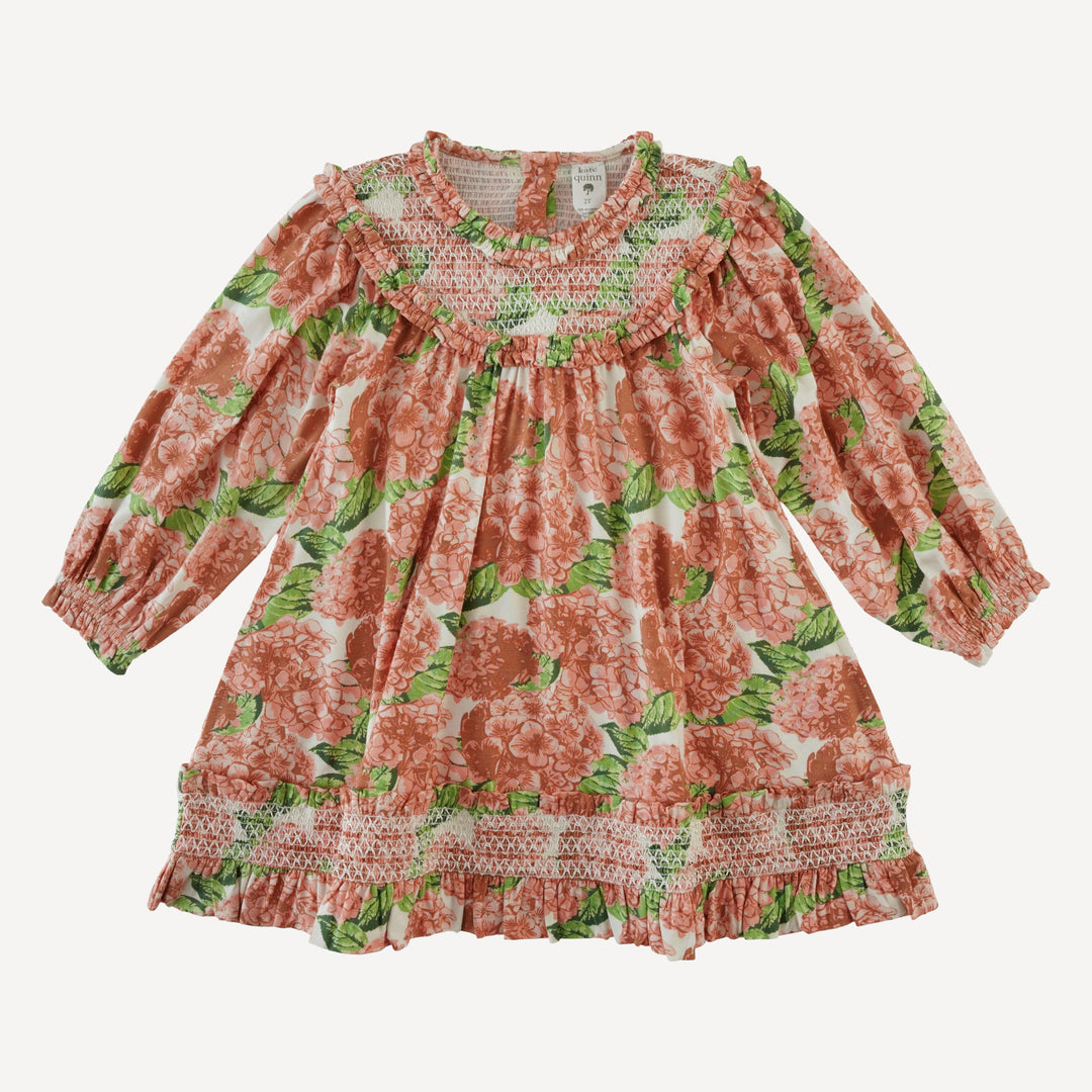 long sleeve winnie baby doll dress | peach hydrangea | bamboo