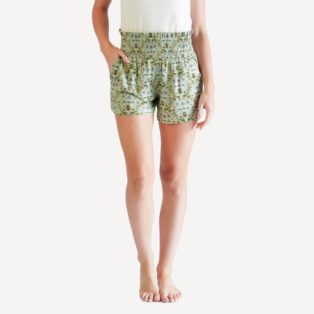 womens smocked waist short | litho bee | modal