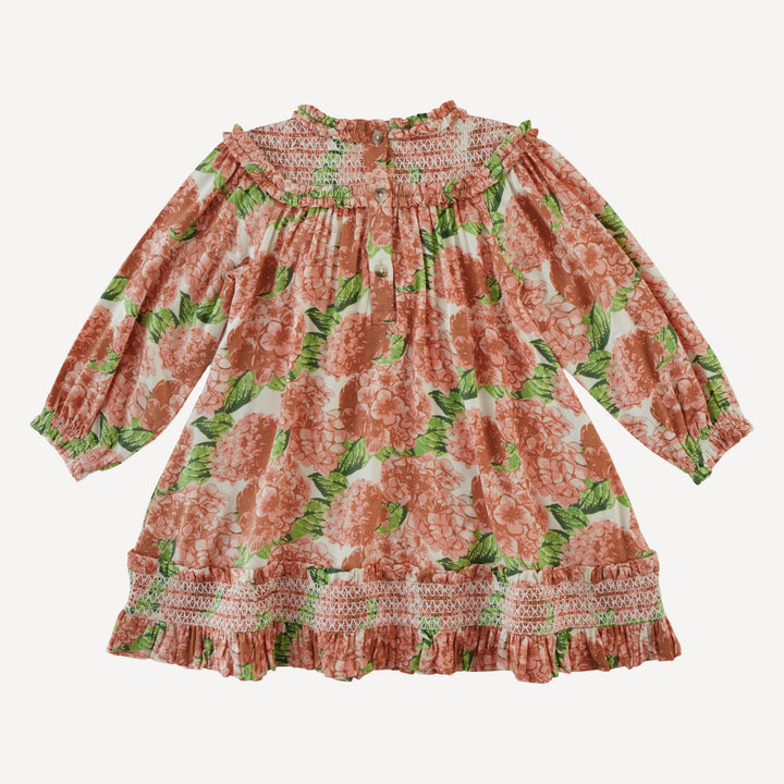 long sleeve winnie baby doll dress | peach hydrangea | bamboo