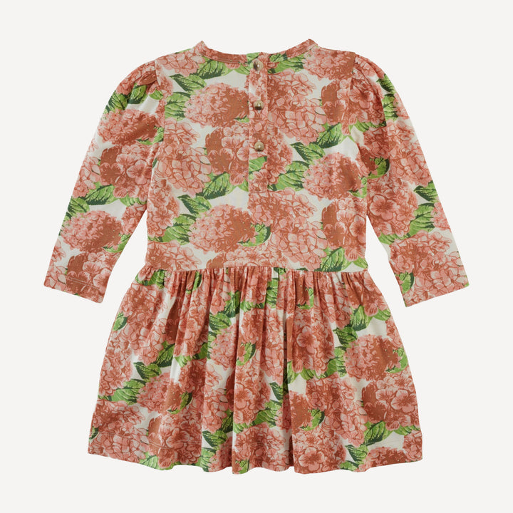 long puff sleeve drop waist dress | peach hydrangea | bamboo