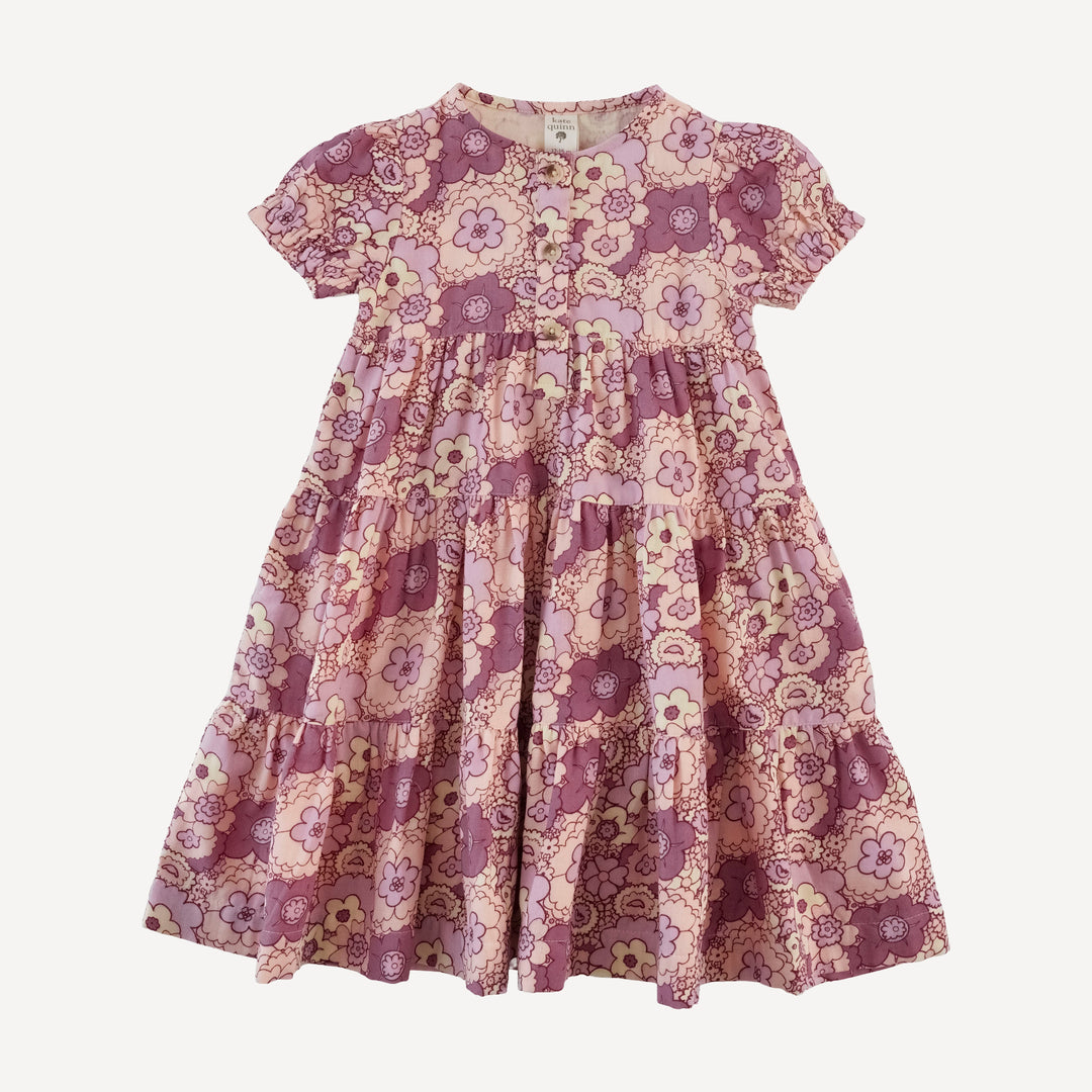 short puff sleeve prairie dress | mauve 60s floral | organic cotton gauze