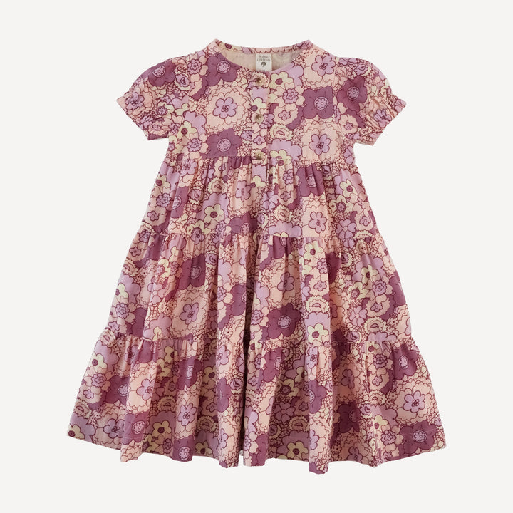 short puff sleeve prairie dress | mauve 60s floral | organic cotton gauze