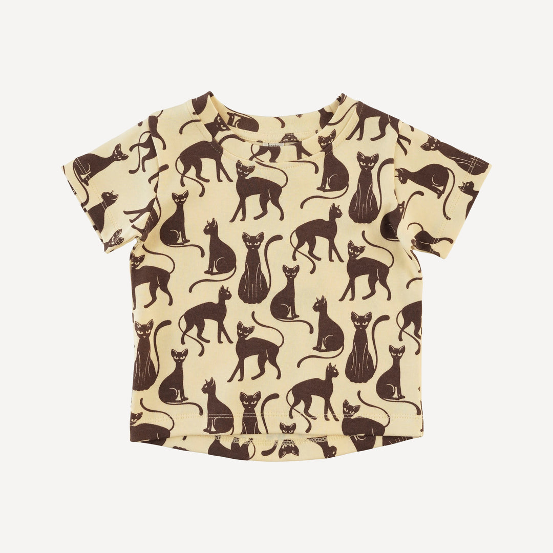 short sleeve essential boxy tee | neutral cat | organic cotton interlock