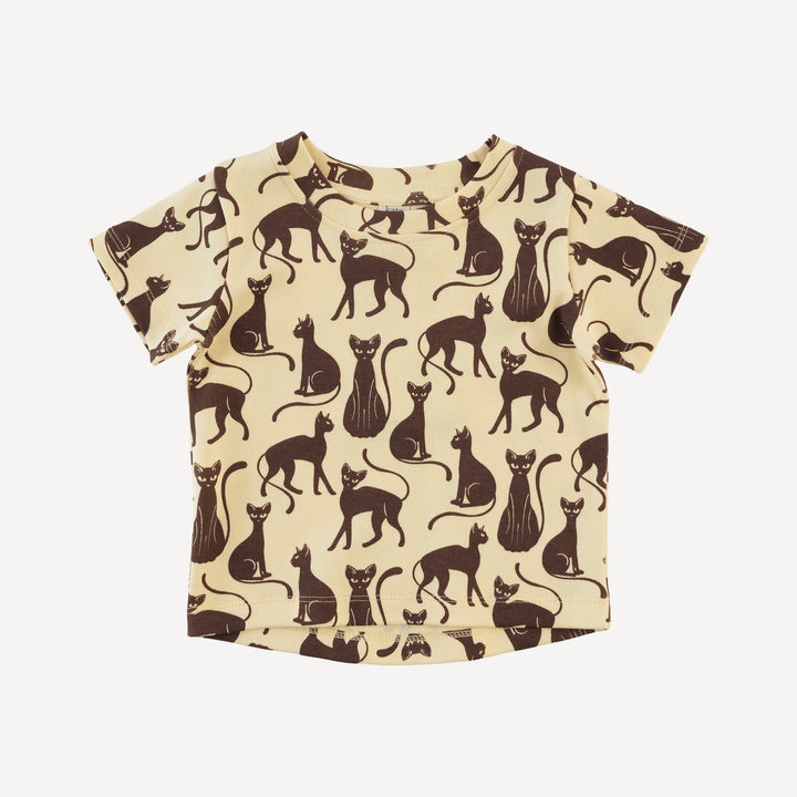 short sleeve essential boxy tee | neutral cat | organic cotton interlock