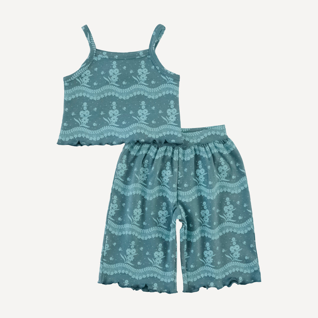 jade set | blue floral lace | organic cotton interlock