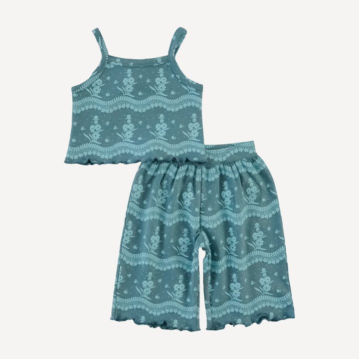 jade set | blue floral lace | organic cotton interlock
