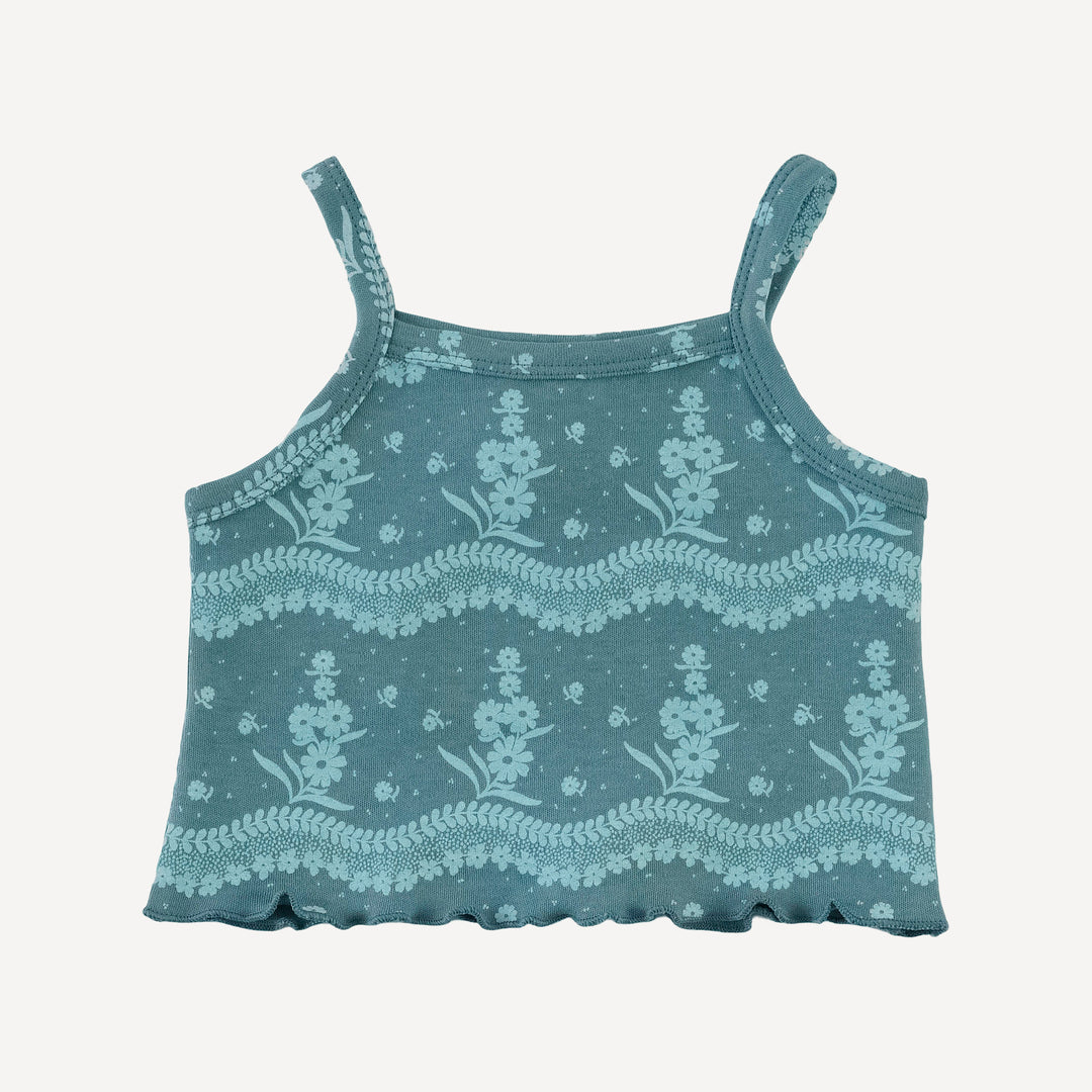 jade set | blue floral lace | organic cotton interlock