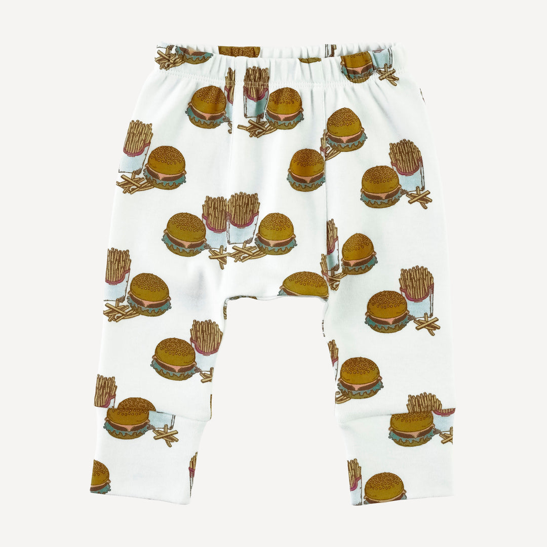 classic panda pant | burger & fries | organic cotton interlock