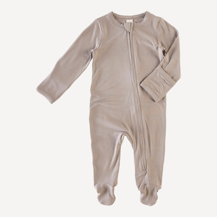 long sleeve zipper footie | flint gray | modal