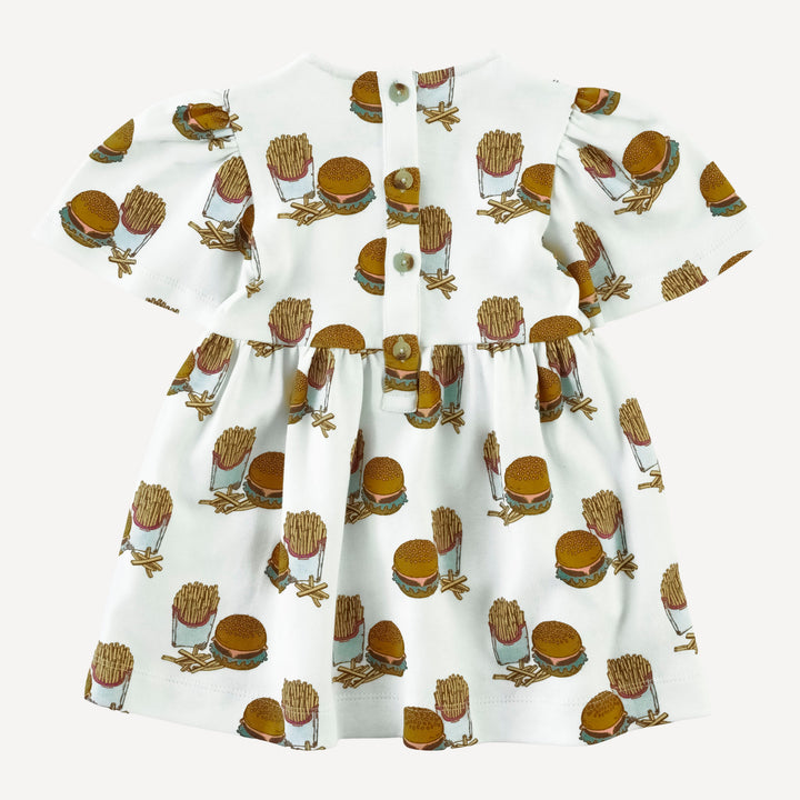 bell sleeve dress | burger & fries | organic cotton interlock