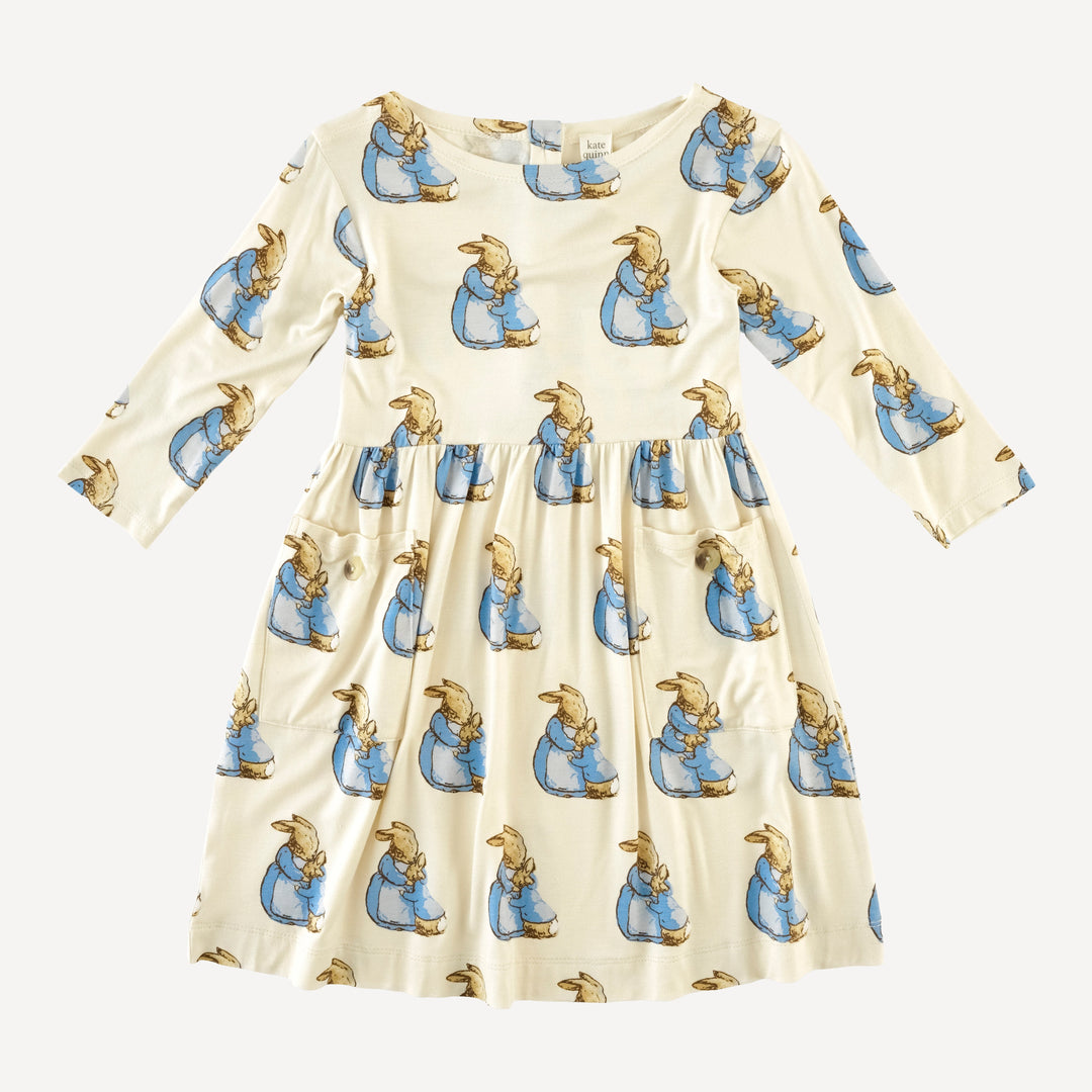 long sleeve patch pocket dress | peter rabbit + mom | bamboo