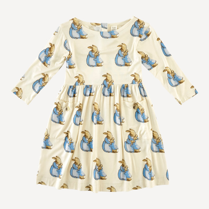 long sleeve patch pocket dress | peter rabbit + mom | bamboo